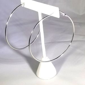 Big Silver Hoop Earrings with Back Closure